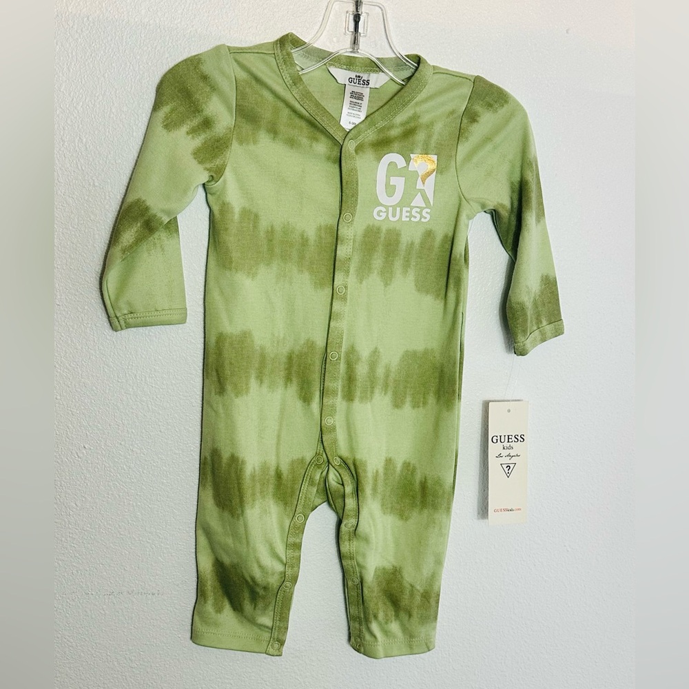 Guess Olive Tie-Dye Kids Romper 6-9M NWT